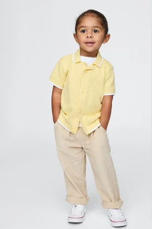 GAP Pantaloni beige in lino e cotone per bambino, Bambino, , Taglia 18-24M/79-84