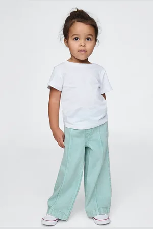 GAP Pantaloni wide leg in denim verde per bambina, Bambina, , Taglia 12-18M/74-79
