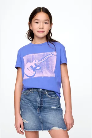 GAP T-shirt a maniche corte blu con stampa chitarra, Bambina, , Taglia S