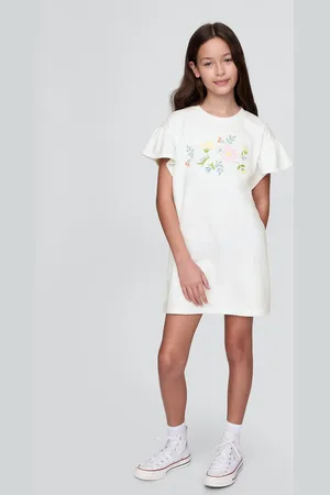 GAP Abito bianco con stampa floreale Kids, Bambina, , Taglia S/114-134
