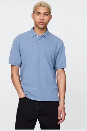 GAP Polo a maniche corte azzurra in cotone , , , Taglia S