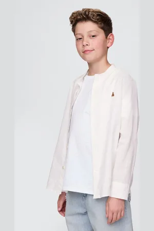 GAP Camicia bianca a maniche lunghe in lino e cotone Kids, Bambino, , Taglia XS/99-114