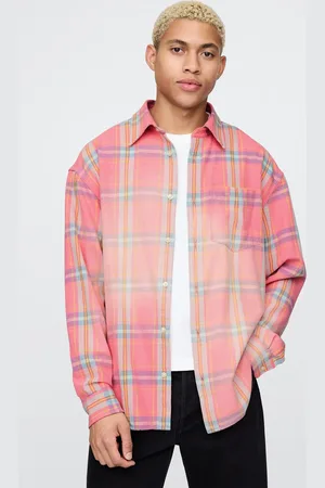 GAP Camicia a quadri arancioni e rosa in cotone , , , Taglia M
