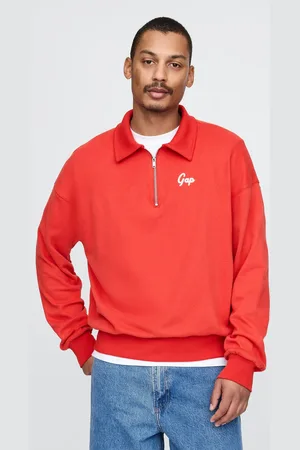 GAP Felpa rossa con colletto e zip, , , Taglia XS