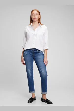 GAP Jeans girlfriend con abrasioni e orlo a vivo, , , Taglia 34 REGULAR