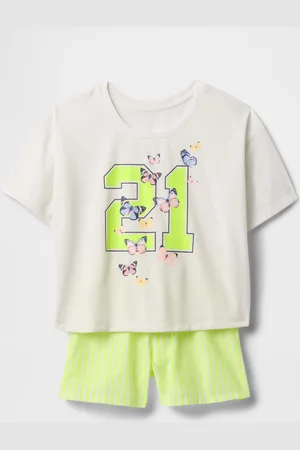 GAP Pigiama corto bianco con stampa numeri e farfalle Kids, Bambina, , Taglia 6Y/114-124