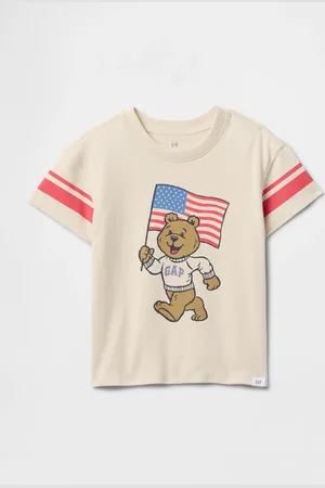 GAP T-shirt a maniche corte beige con stampa orso Kids, Bambino, , Taglia 12-18M/74-79