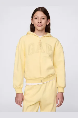 GAP Felpa full zip gialla con logo, Bambina, , Taglia M