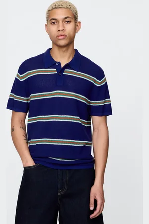 GAP Polo a righe blu in misto cotone, , , Taglia XS