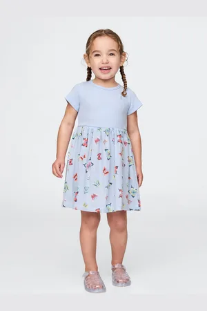 GAP Abito azzurro con stampa fantasia in puro cotone, Bambina, , Taglia 12-18M/74-79