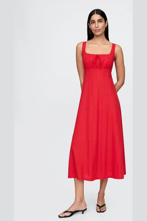 GAP Abito lungo rosso in lino e viscosa , , , Taglia XS
