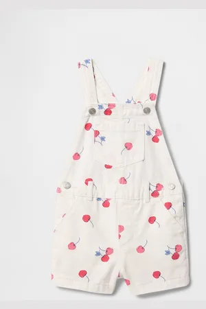 GAP Salopette bianca con stampa ciliegie Kids, Bambina, , Taglia 12-18M/74-79