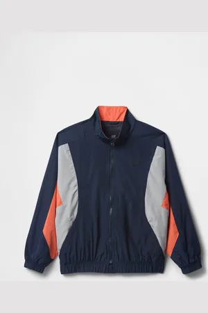 GAP Giacca leggera blu con dettagli arancioni e grigi, Bambino, , Taglia XS/99-114