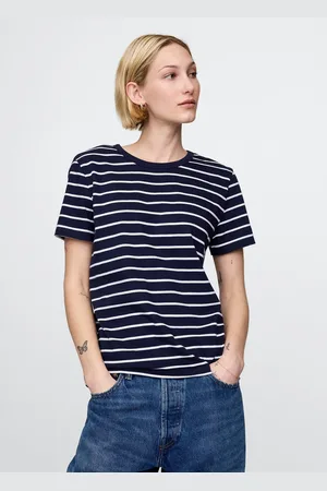 GAP Maglietta a righe blu e bianco in puro cotone, , , Taglia XS