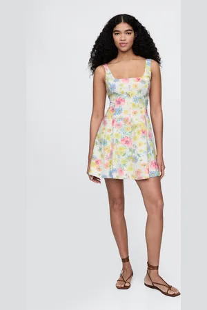 GAP Vestito corto a fiori multicolor in lino e viscosa, , , Taglia XS