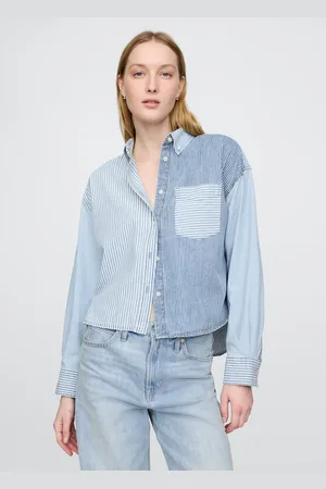GAP Camicia patchwork a righe in cotone, , , Taglia XS