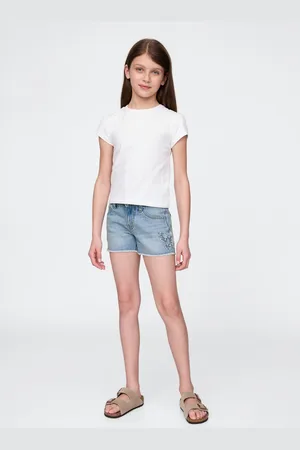 GAP Shorts in denim chiaro con applicazione a farfalla, Bambina, , Taglia 6Y/114-124