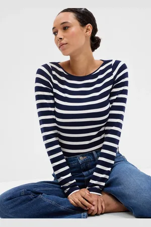 GAP T-shirt a righe con scollo a barca, , , Taglia XS