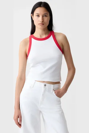 GAP Tank top crop a costine con scollo halter, , , Taglia XS