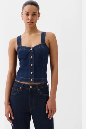 GAP Top in denim con bottoni, , , Taglia L
