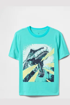 GAP T-shirt grafica turchese con dinosauro, Bambino, , Taglia XS/99-114