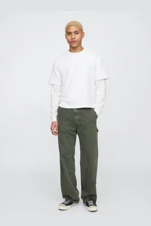 GAP Pantaloni cargo larghi verde in misto cotone, , , Taglia 28 x 32