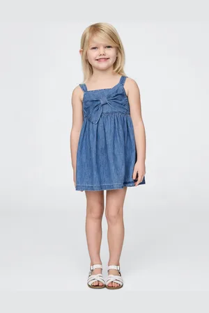 GAP Vestito in denim con dettaglio fiocco, , Taglia 12-18M/74-79