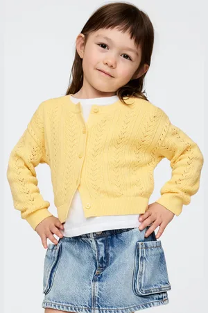 GAP Cardigan giallo in maglia traforata, , Taglia 18-24M/79-84