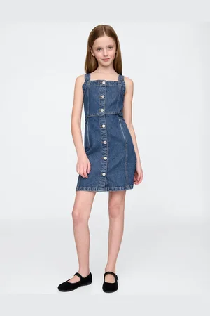 GAP Abito denim con bottoni, Bambina, , Taglia XS