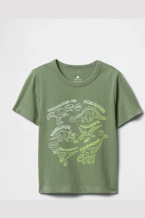 GAP T-shirt verde con grafica dinosauri, , Taglia 6-12M/69-74