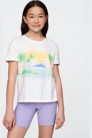 GAP T-shirt bianca con stampa tropicale, Bambina, , Taglia XS