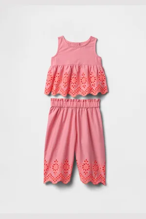GAP Completo rosa ricamato con volant, , Taglia 12-18M/74-79