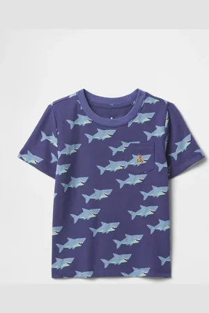 GAP T-shirt sfumata azzurra e blu con taschino frontale, , Taglia 12-18M/74-79