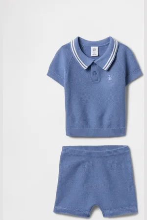 GAP Set maglietta e shorts in cotone blu, , Taglia 0-3M/46-58