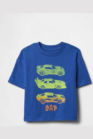 GAP T-shirt blu con stampa automobili, , Taglia 6-12M/69-74