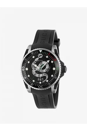 Gucci Orologio con cinturino in gomma e Serpente by