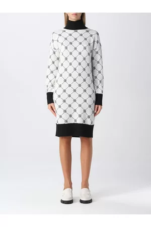 Liu Jo Donna Vestito maglione collo alto - Abito in maglia con monogramma a collo alto