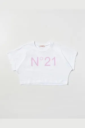 Nº21 T-shirt cropped in cotone con logo