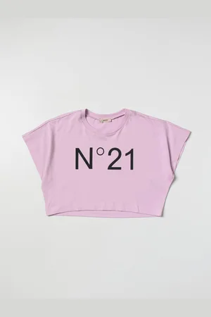 Nº21 T-shirt cropped in cotone con logo