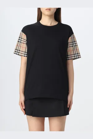 Burberry T-shirt in cotone biologico con maniche Vintage Check