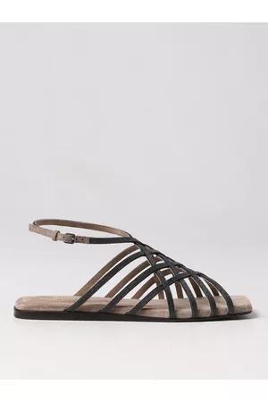 Brunello Cucinelli Sandalo in pelle con monile