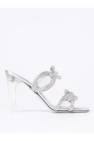 VALENTINO GARAVANI Sandalo in satin con cristalli di strass all over