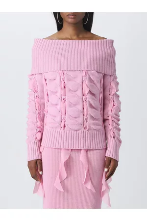 BLUMARINE Maglia in lana con nastri in georgette