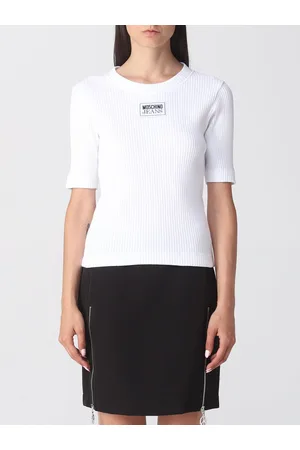 Moschino T-shirt in cotone a coste con logo