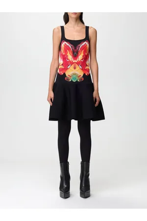 Alexander McQueen Abito in misto viscosa con stampa Orchid
