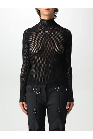 OFF-WHITE Maglia a dolcevita in rete di misto viscosa