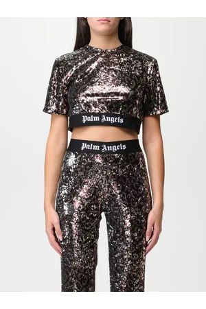 Palm Angels T-shirt cropped in paillettes