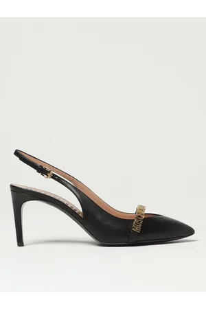 Moschino Slingback in pelle con lettering logo in metallo