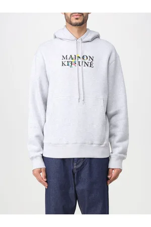 Maison Kitsuné Felpa in cotone con logo e ricamo