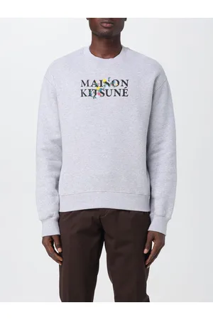 Maison Kitsuné Felpa in cotone con logo e ricamo